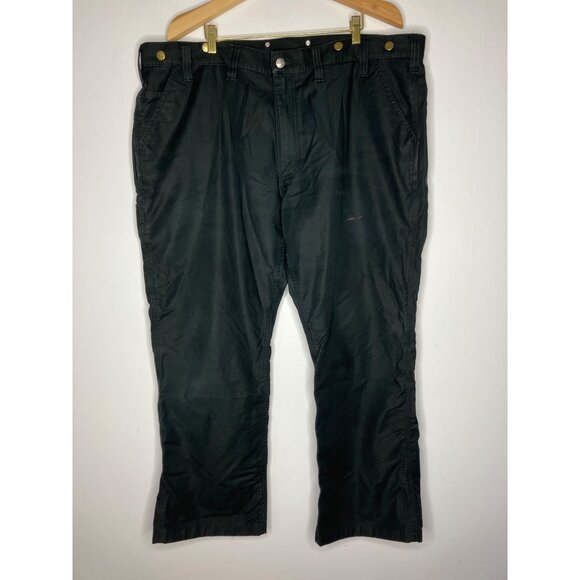Carhartt Mens Black Buck Saw Logger Work Pants Size 44X30 FLAWED READ - Picture 1 of 9